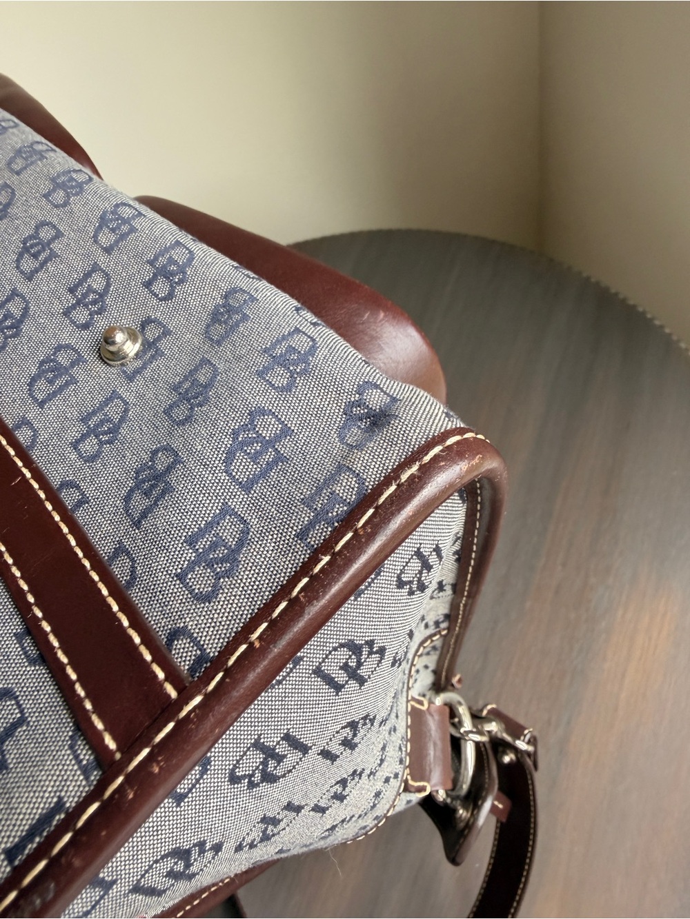 Dooney & Bourke Signature DB Double Pocket Tote w/ Matching Pouch, Pre-Owned - Picture 10 of 15